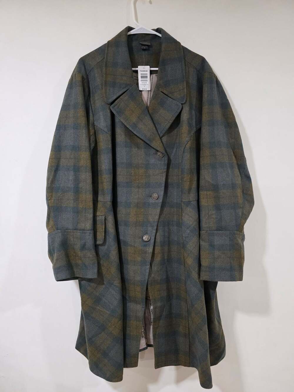 Torrid Outlander Tartan Ls Coat Size 5 Green Brown Plaid Long Jacket Nwt